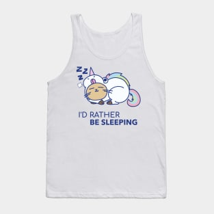 I'd Rather Be Sleeping Cat in Unicorn Pajamas Tank Top